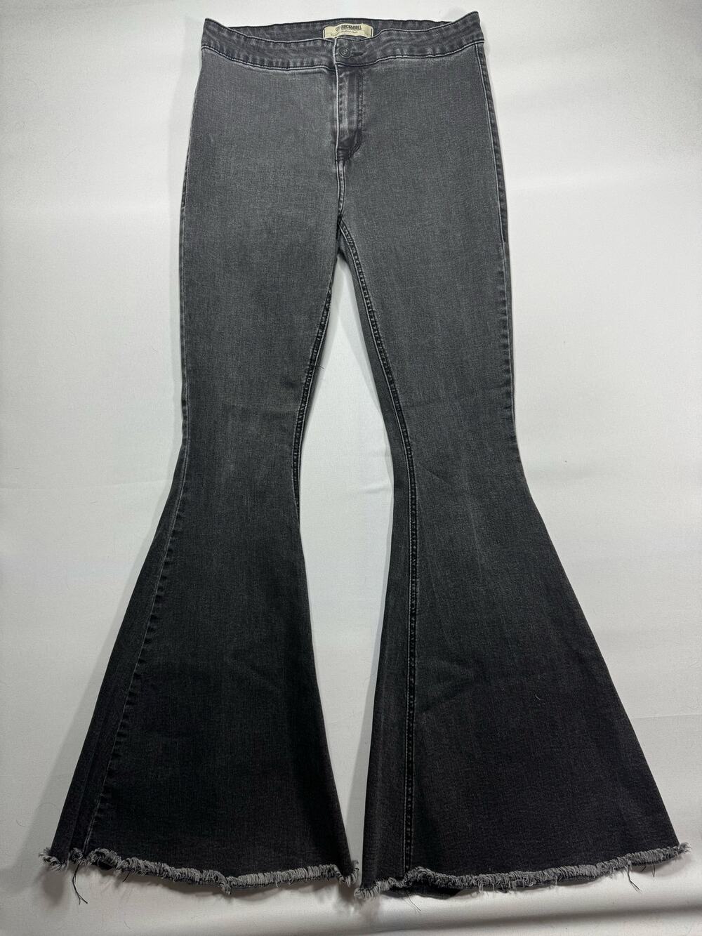 Rock & Roll Denim Women's Bargain Button Bell Bottom‎ Gray Jeans - Size 32x33